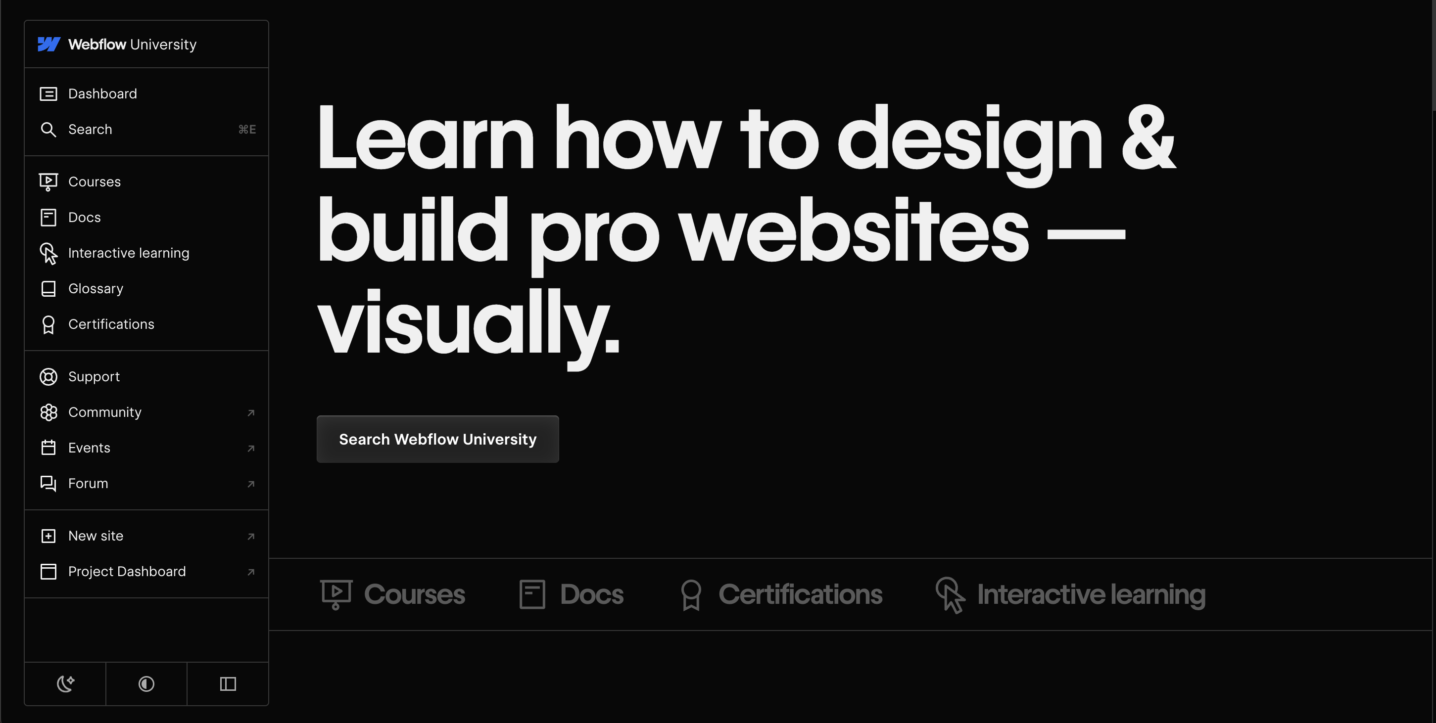 Accueil Webflow University