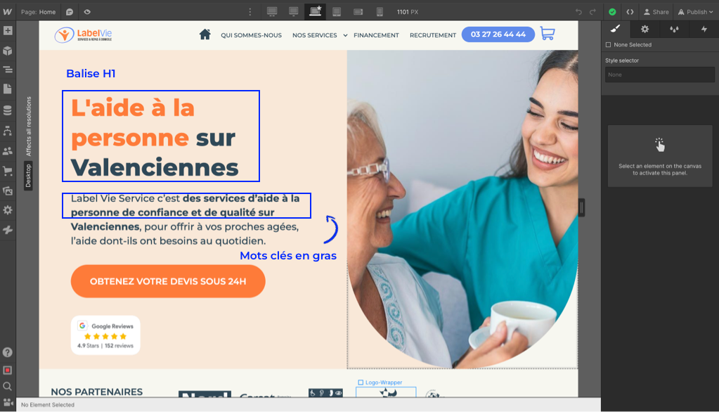 Balise HTML Webflow